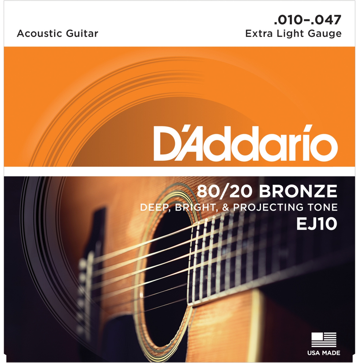 D'Addario EJ10- струны для акустической гитары бронза 80/20, Extra Light 10-47 купить в prostore.me