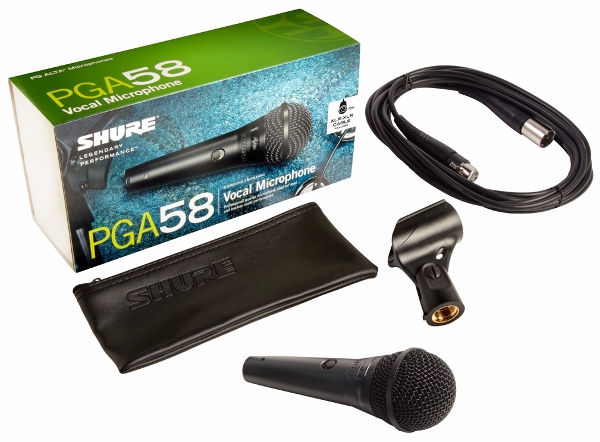 SHURE PGA58-XLR-E кардиоидный вокальный микрофон c выключателем, с кабелем XLR -XLR купить в prostore.me