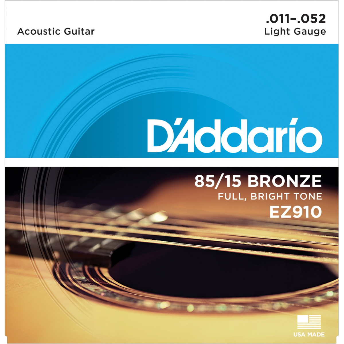 D'Addario EZ910 - струны для акуст. гитары, бронза 85/15, Light 11-52 купить в prostore.me