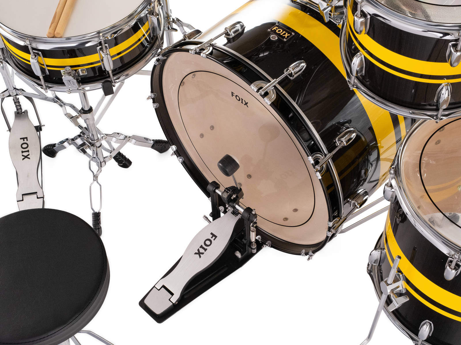 картинка LH-21H25 Барабанная установка, черная/желтая, Foix от магазина prostore.me