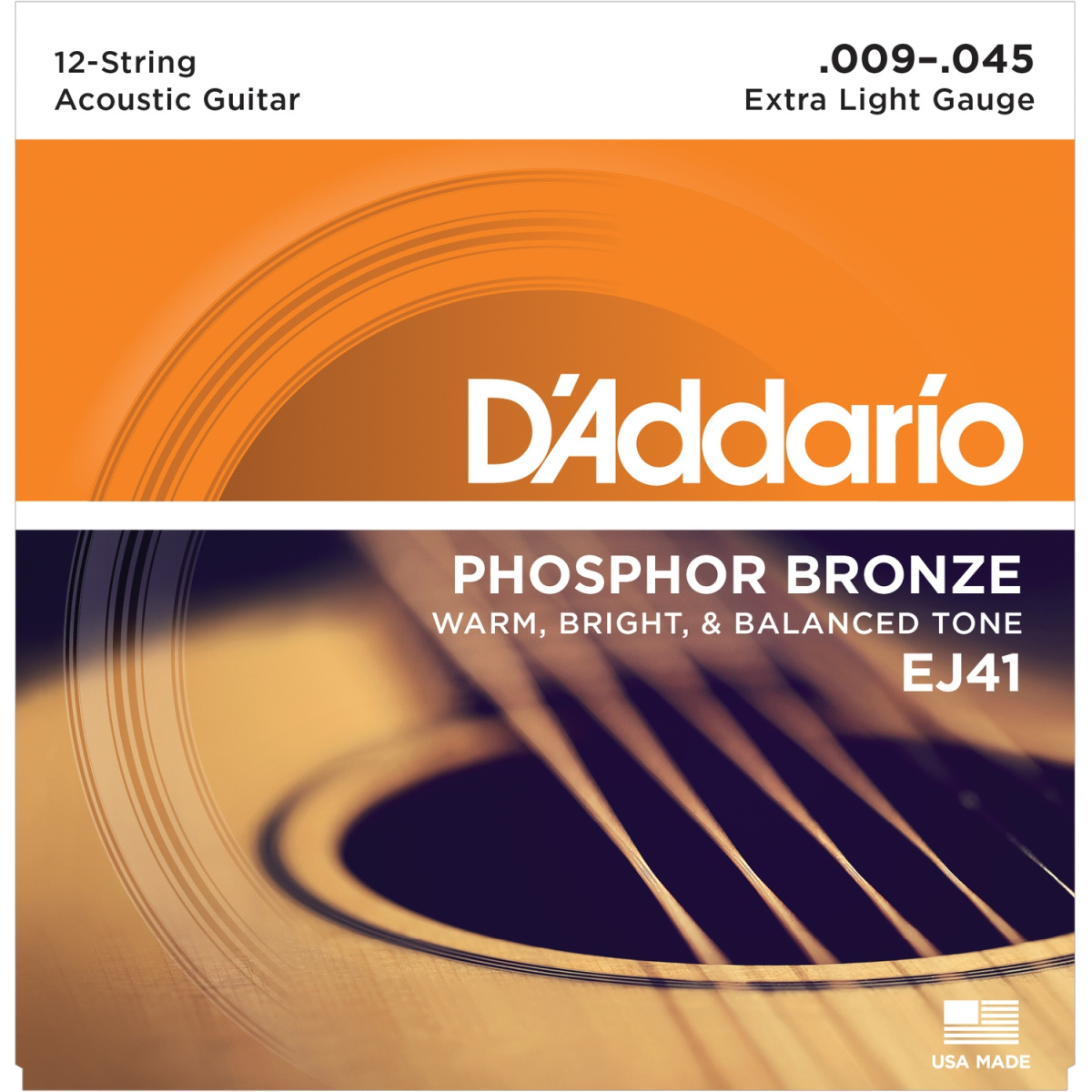 D'Addario EJ41 - струны для 12-струнной гитары, фосфор/бронза, Extra Light 9-45 купить в prostore.me