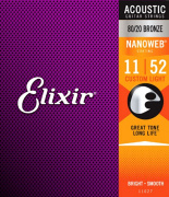Elixir 11027 NANOWEB Комплект струн для акустической гитары, Custom Light, бронза 80/20, 11-52.