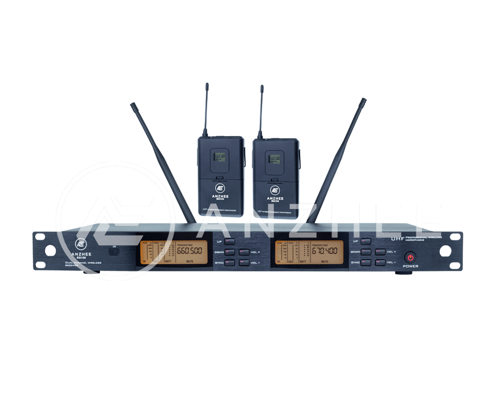 Anzhee RS100 dual BB Профессиональная 2 канальная радиосистема с двумя поясными передатчиками. 200 к купить в prostore.me